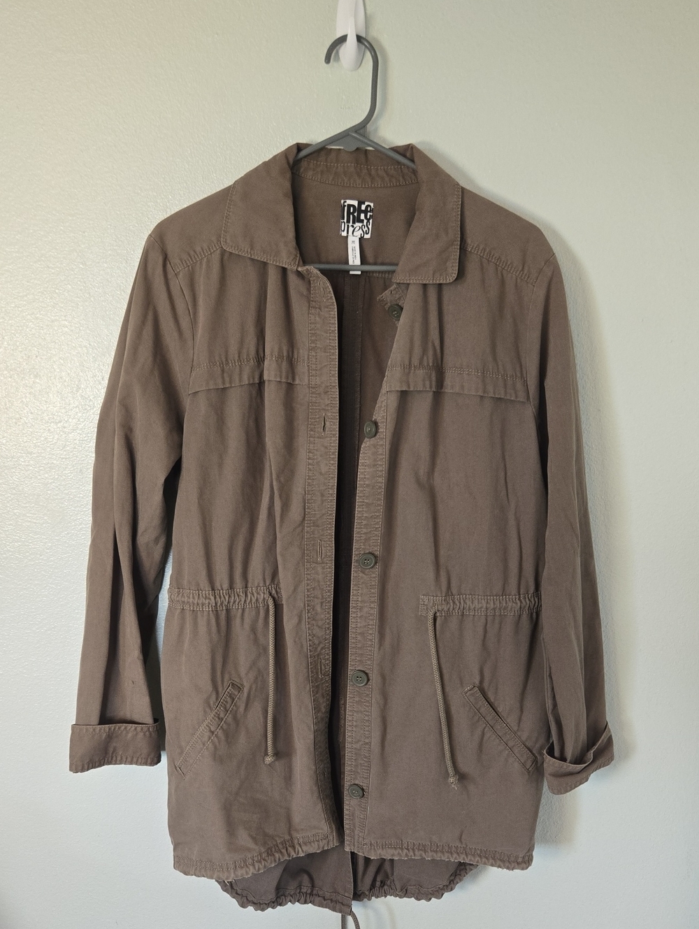 Free Press | Olive Green Button Front Utility Jacket Size Medium